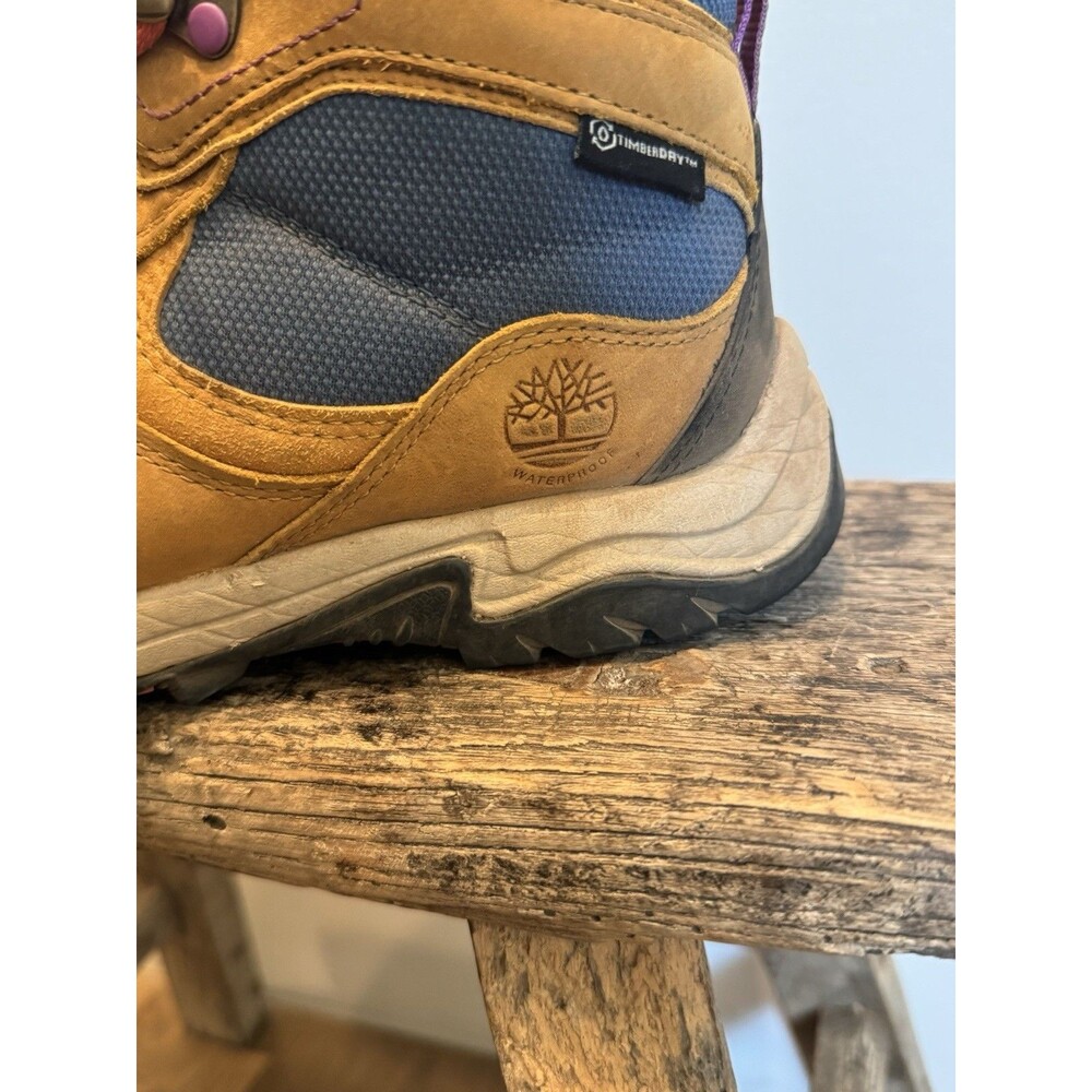 Timberland Mt. Maddsen Mid Waterproof Hiking Boots Wheat/Navy/Purple Women’s 6.5 - Picture 9 of 13